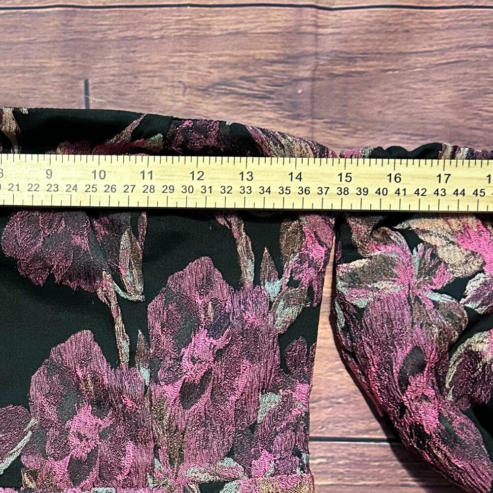 Lulus Off-the-Shoulder Floral Brocade Mini Dress - Black & Pink - Size S - Picture 15 of 16